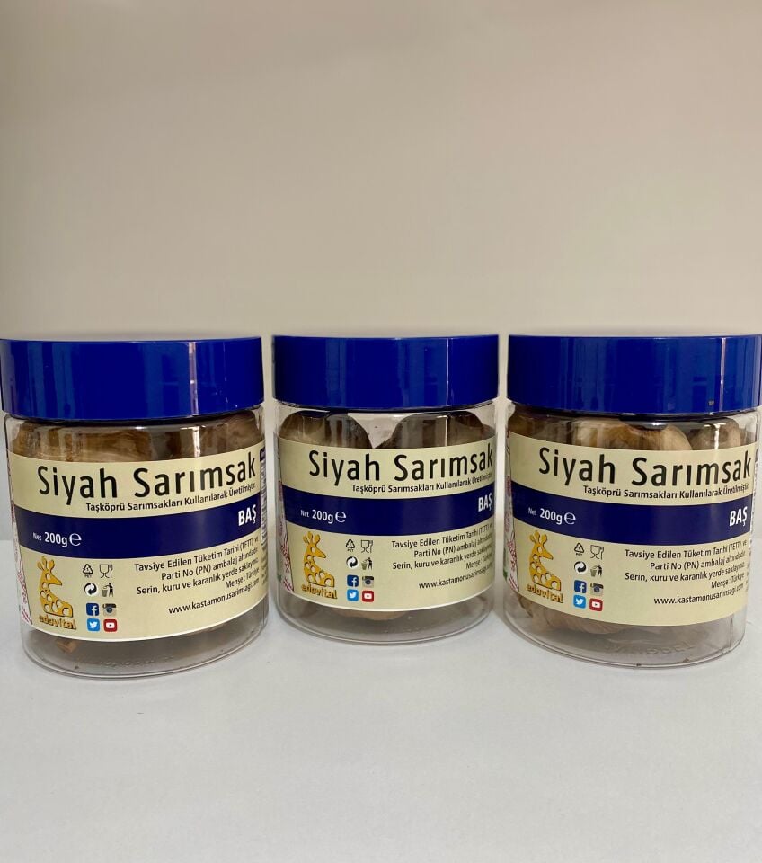 Siyah Sarımsak Baş 200 gr pet kavanoz x 3 adet