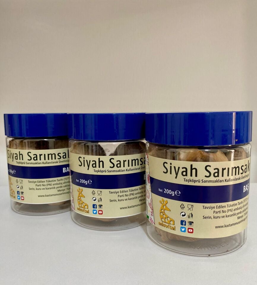 Siyah Sarımsak Baş 200 gr pet kavanoz x 3 adet
