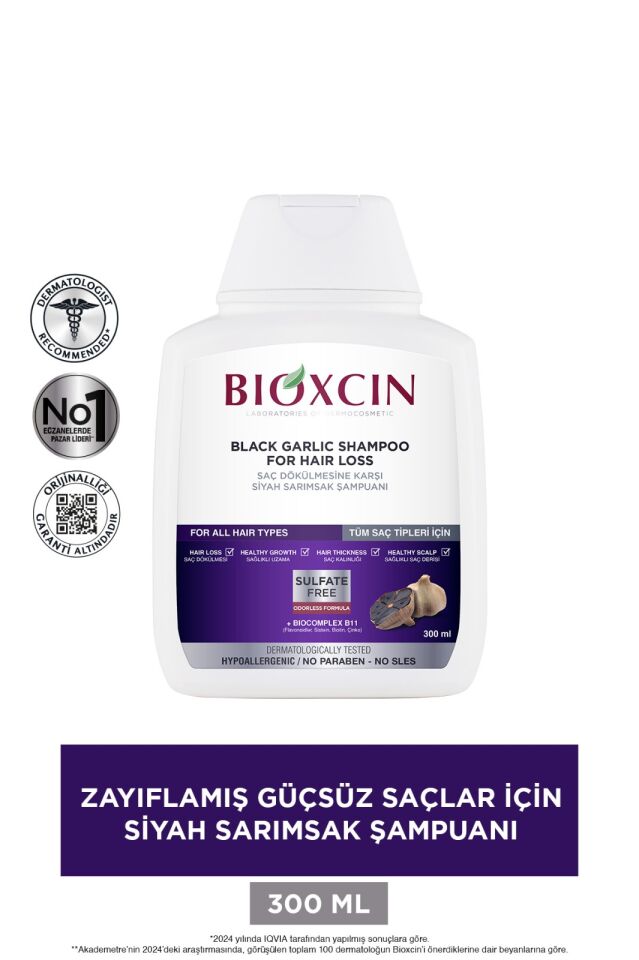Bioxcin Siyah Sarımsaklı Şampuan 300ml – (Saç Dökülmesine Karşı Etkili Bakım)